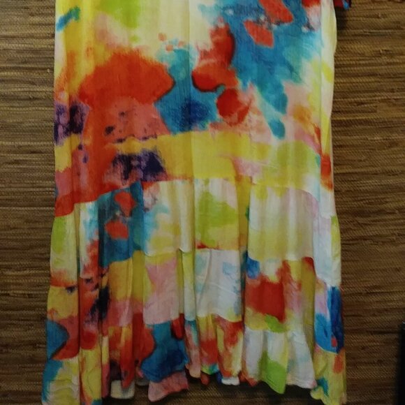 🌈 Sand Spirit Tie-Dye Beach Cover-Up | Boho Ruffle Rayon Dress | size XL - Picture 9 of 9